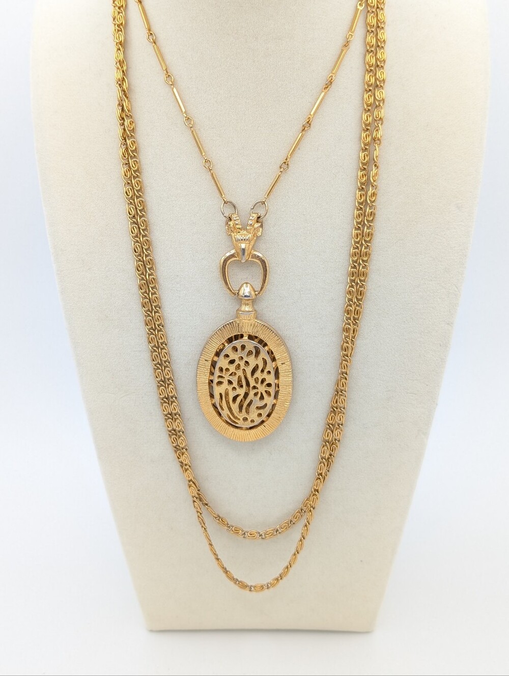 Goldette Multi-strand Ram's Head Statement Pendant Necklace